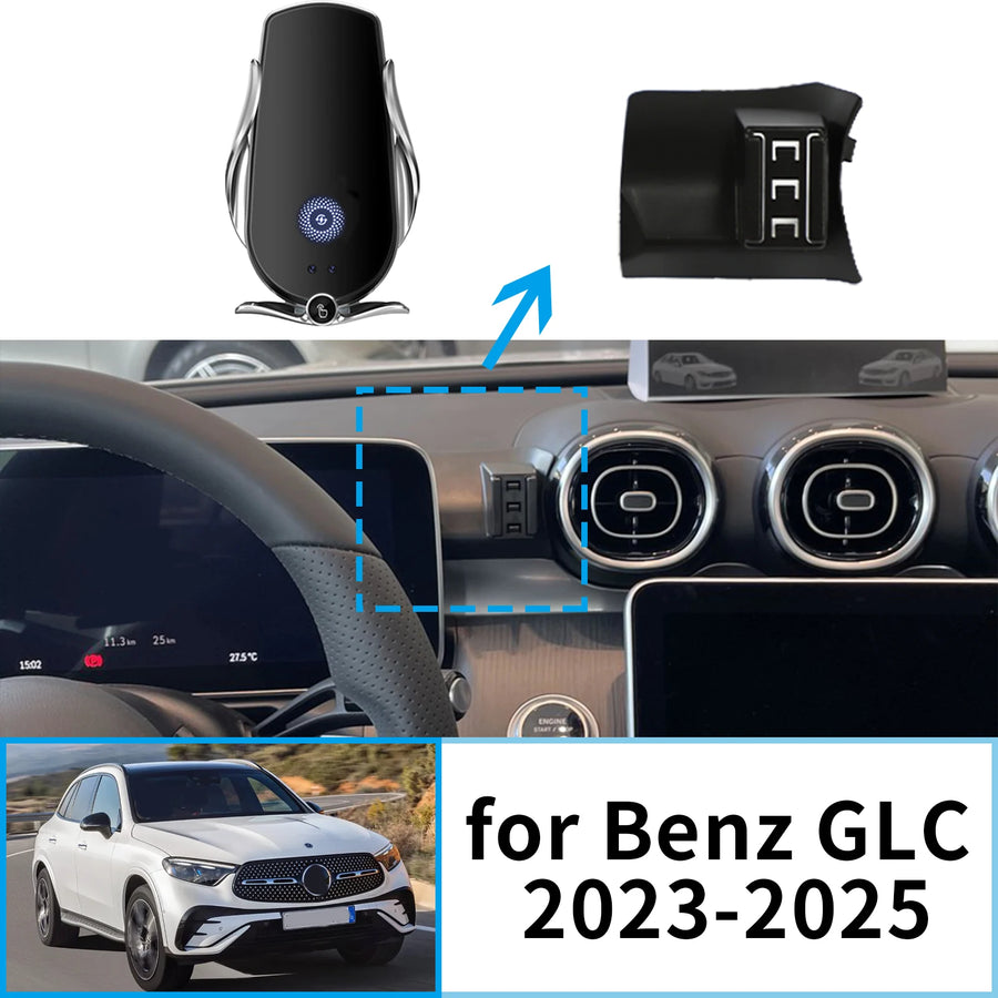 Smart Wireless Charging Phone Mount for Mercedes GLC 2023–2025 Car Phone Holder CATUSIKI