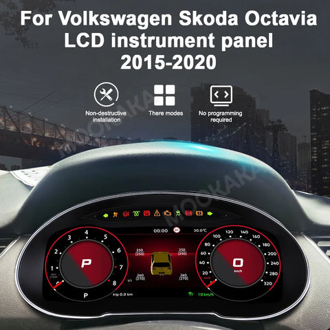 Digital Instrument Cluster 12.3 Inch for Skoda Octavia 2015β2020 Android Head Unit Aotsr