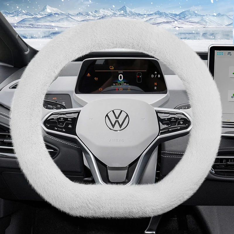 Warm Plush Steering Wheel Cover for Volkswagen Models Car Interior Accessory Hocasen