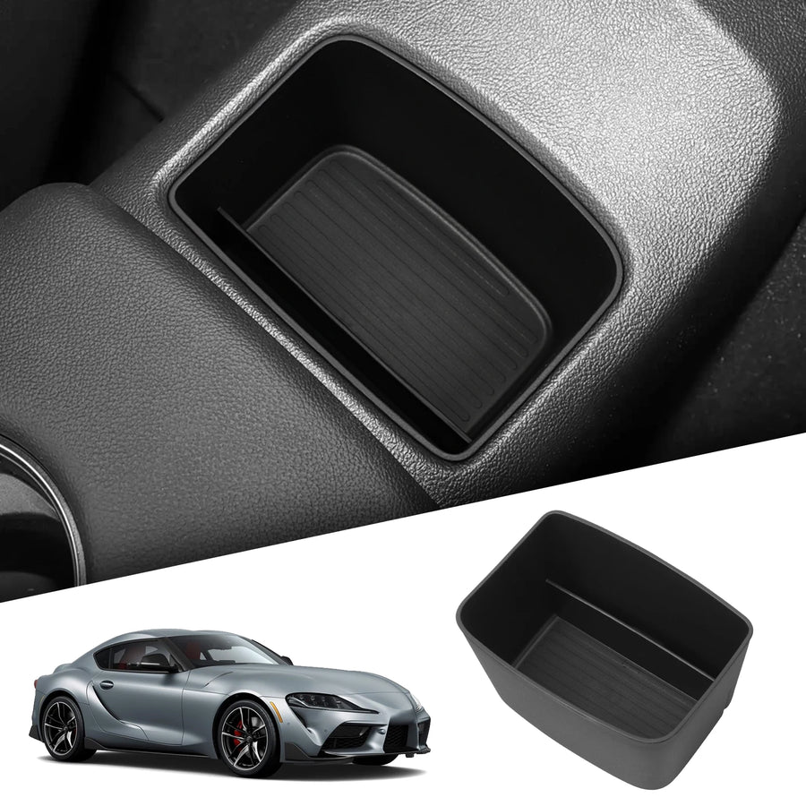 Toyota Supra 2018-2025 Center Console Storage Box Car Central Tray TPE Organizer Accessories Tidying Black Car Interior Acces