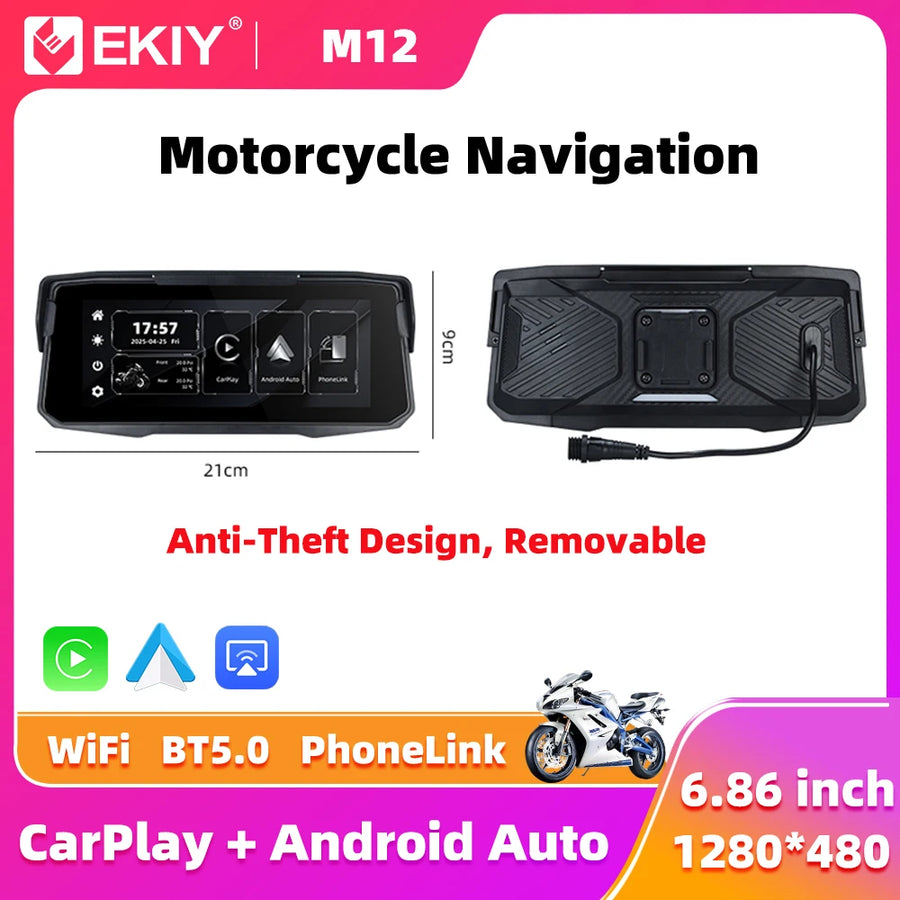 6.86" GPS Navigation Screen for Universal Motorcycles Android Head Unit EKIY