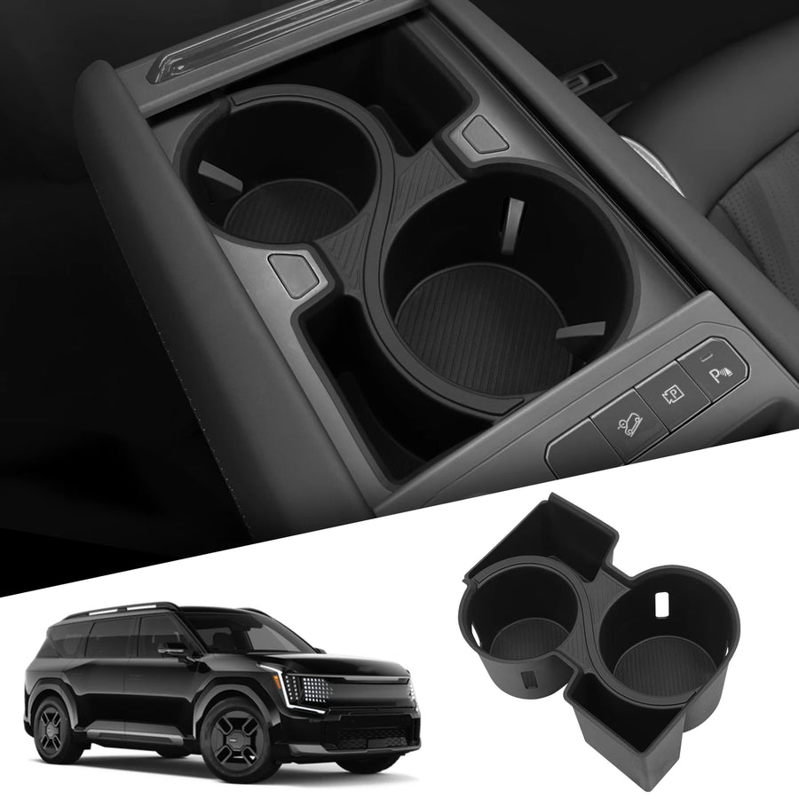 KIA EV9 2024 2025 Center Console Cup Holder TPE Shock-Absorbing Storage Tray Tidying Car Accessories Black Car Interior Acces