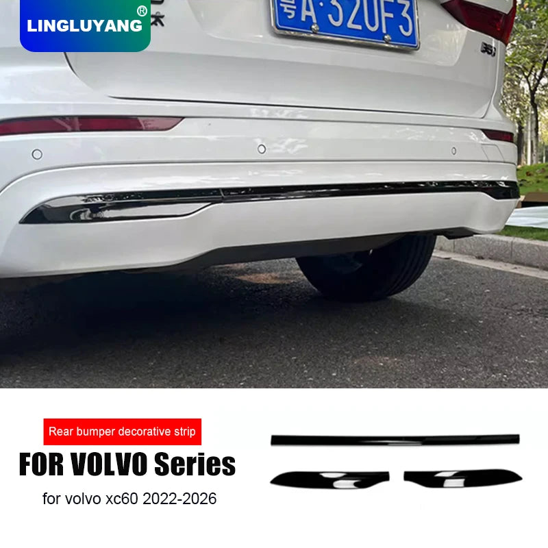 Rear Bumper Trim Black Chrome Cover for Volvo XC60 2022 Car Interior Accessory LINGLUYANG 3PCS