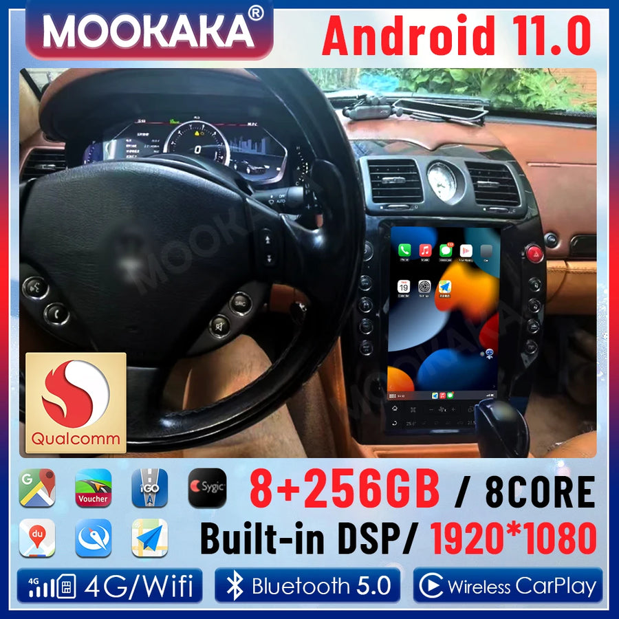 12-Inch Android 13 Navigation Stereo for Maserati Quattroporte Android Head Unit Aotsr 8G-128G Carbon fiber Eight Core