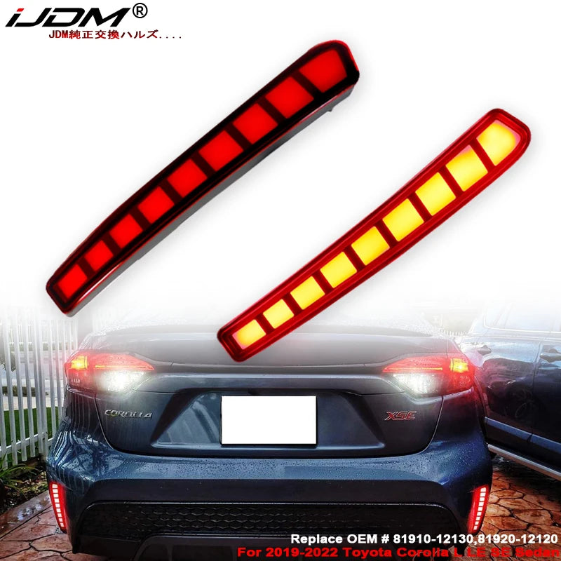 LED Bumper Reflector Sequential Signal for Toyota Corolla 19-25 Car Interior Accessory iJDM