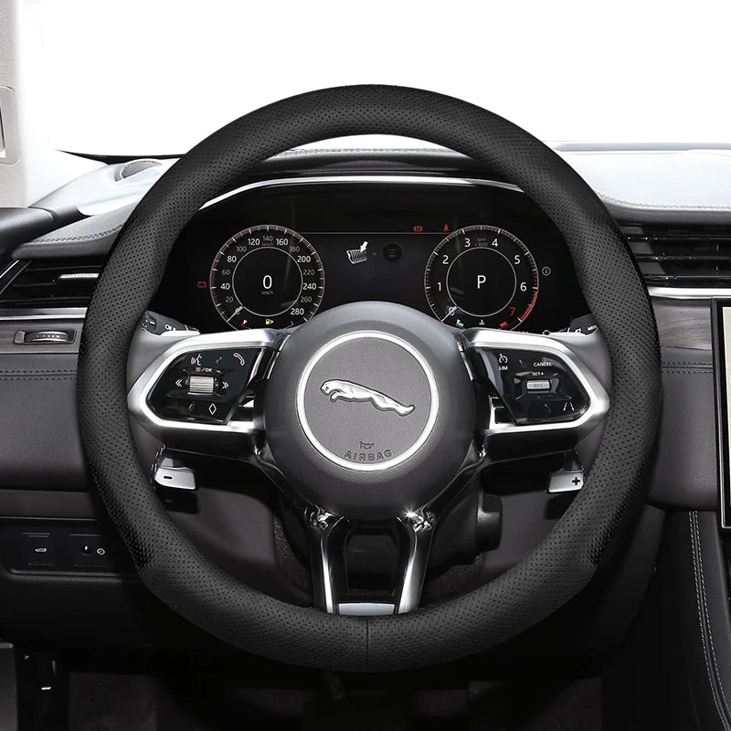 Ultra-Thin Leather Cover for Jaguar Xf Xe F-Type Car Interior Accessory Hocasen Black Punch Style