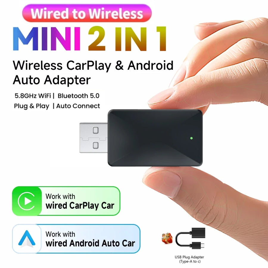 2-in-1 Wireless CarPlay and Android Auto Adapter Dongle CarPlay Adapter LEXXSON