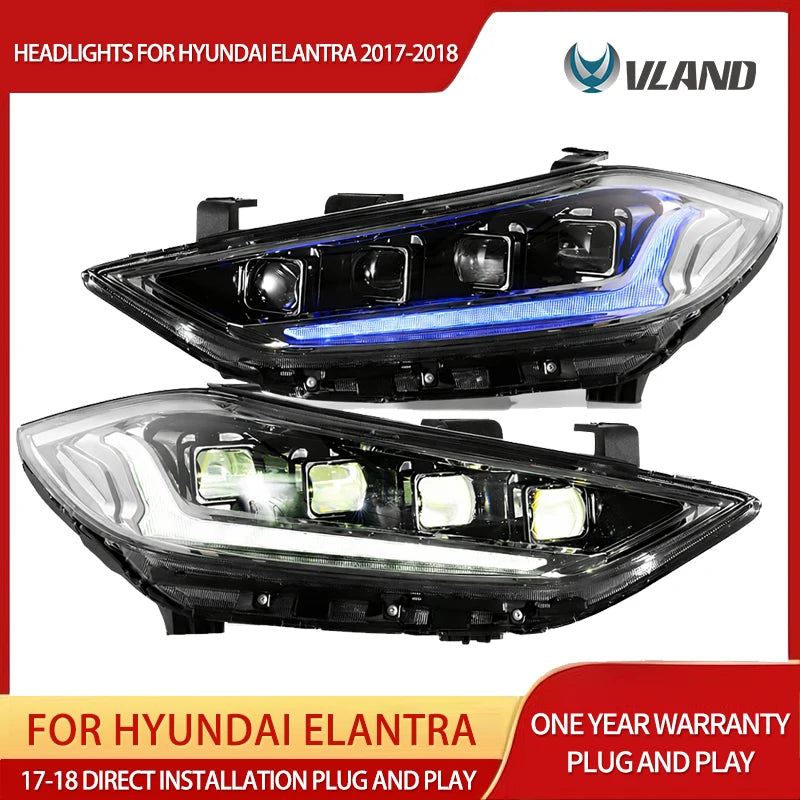 LED Headlights for Hyundai Elantra 2017-2018 Headlight Assembly Vland
