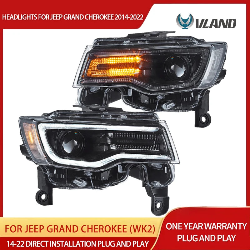 LED Projector Headlights Jeep Grand Cherokee 2014-22 Car Interior Accessory Vland