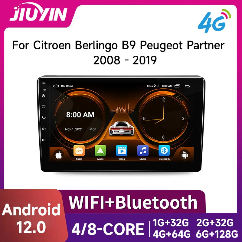 9-Inch Android 12 Multimedia Head Unit for Citroen Berlingo Android Head Unit JIUYIN