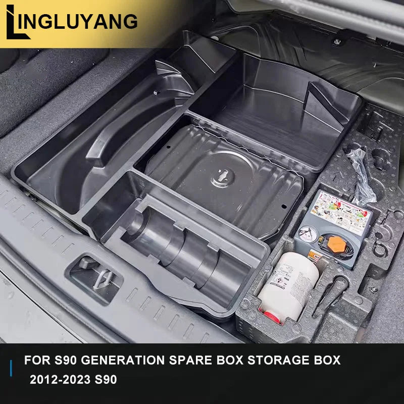 Waterproof Trunk Storage Box for Volvo S90 2021-2025 Spare Well Car Interior Accessory LINGLUYANG