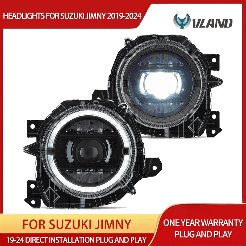 Black LED Projector Headlights for Suzuki Jimny 2019 Headlight Assembly VLAND