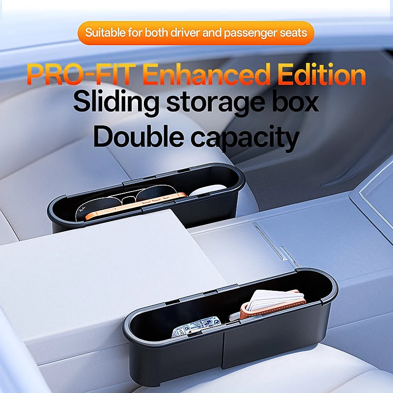 Adjustable Sliding Car Seat Gap Organizer, Flush-Mount Storage Box for Driver & Passenger, 2X Expandable Capacity Car Interio