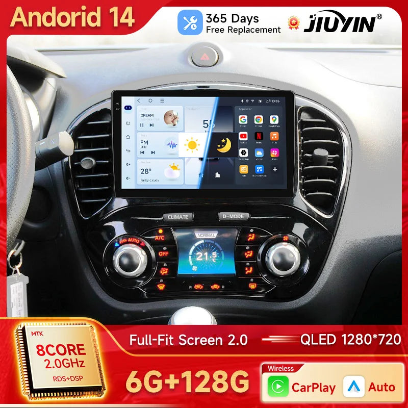 9-Inch Android 14 Head Unit for Nissan Juke 2010–2014 Android Head Unit JIUYIN