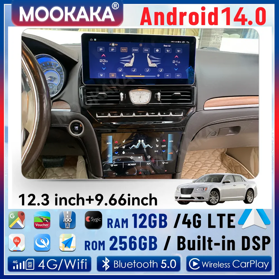 Dual Screen Android Multimedia Player for Chrysler 300C 2011–2015 Android Head Unit Aotsr 2GB 32GB Eight Core