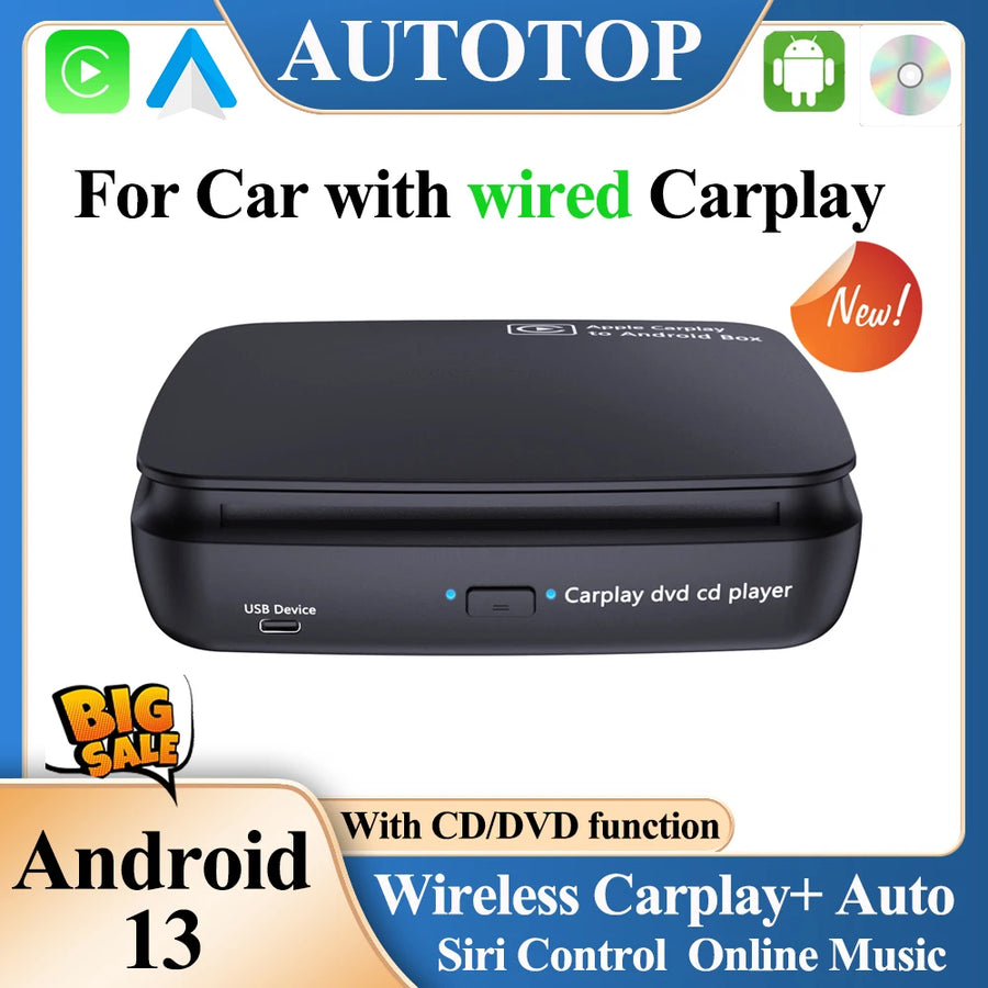 Universal Multimedia DVD Player with Wireless CarPlay Car Interior Accessory AUTOTOP