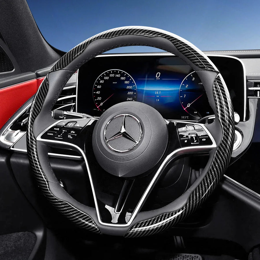 Quick-Release Carbon Fiber Steering Cover for Mercedes Car Interior Accessory Hocasen