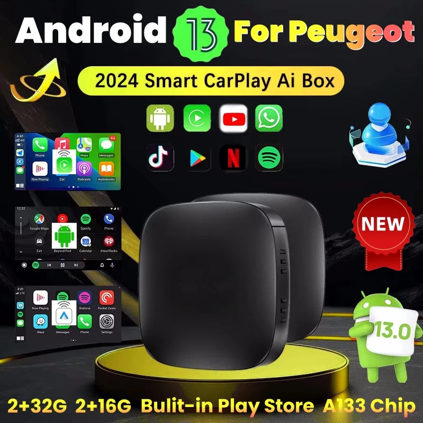 Wireless CarPlay Android Auto AI Box for Peugeot 208 308 508 CarPlay Adapter OEM