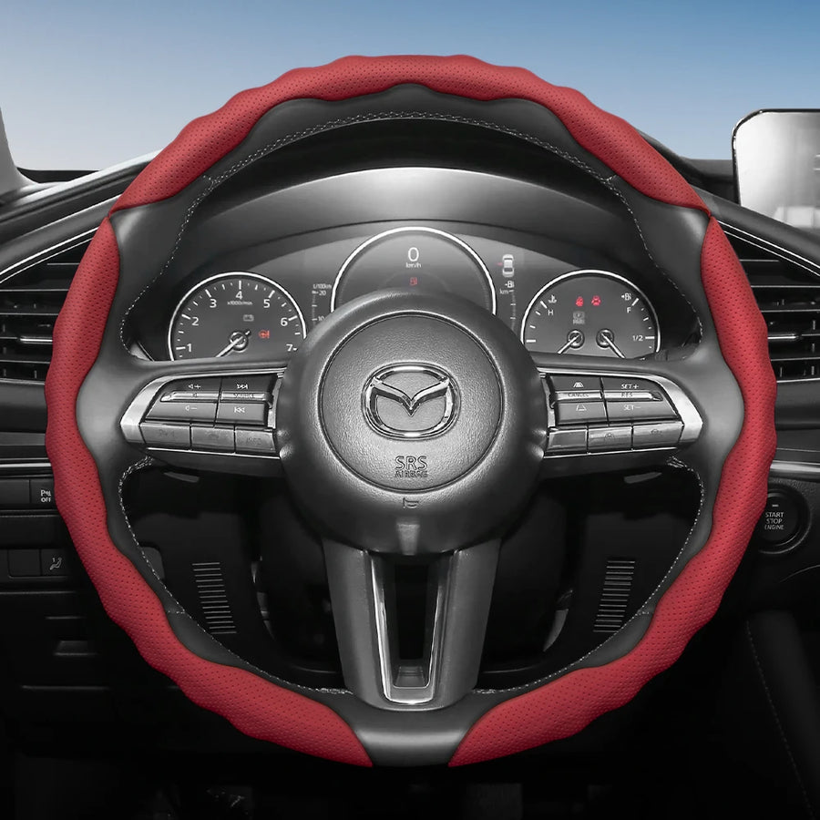 Sporty Wavy Leather Steering Cover for Mazda CX-5 Car Interior Accessory Hocasen