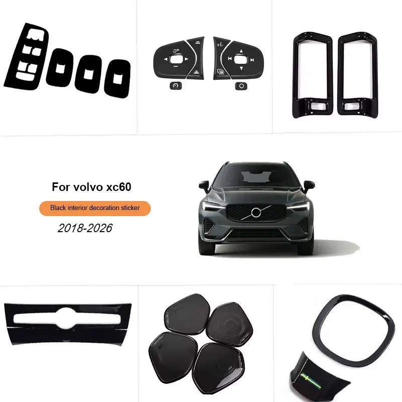 Black Interior Decoration Trim for Volvo XC60 2018+ Car Interior Accessory LINGLUYANG