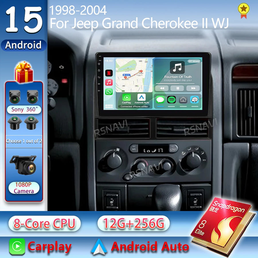 Android 15 GPS Multimedia Navigation for Jeep Grand Cherokee 1999 Android Head Unit RSNAVI