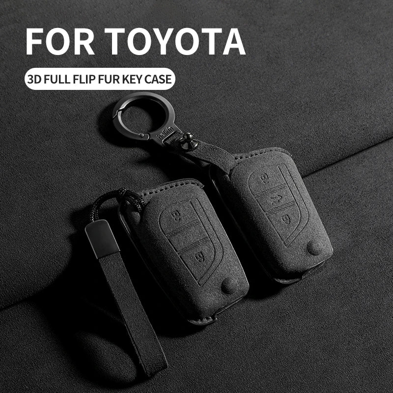 Suede Cars Key Case Cover For Toyota Auris Corolla Reiz Avensis Rav4 Levin Camry Verso Yaris Scion Aygo Protector Keychain Sh