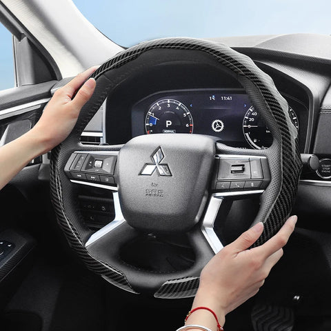 Carbon Fiber Steering Wheel Cover for Mitsubishi Car Interior Accessory Hocasen