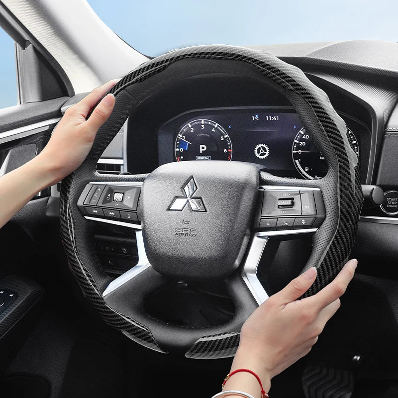 Carbon Fiber Steering Wheel Cover for Mitsubishi Car Interior Accessory Hocasen