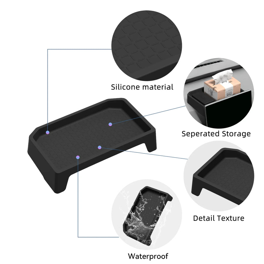 Toyota RAV4 2026 Car Dashboard Storage Tray Display Screen Rear Storage Box Silicone Tray Organizer Accessories Black Car Int