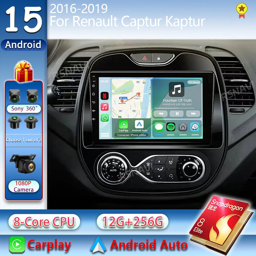 2K QLED Android 15 Multimedia Player for Renault Captur 2016–2019 Android Head Unit RSNAVI