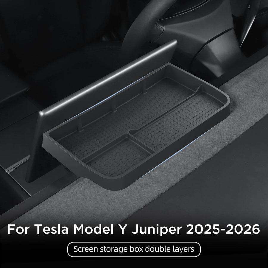 Smabee for Tesla Model Y 2025 Juniper Dashboard Storage Tray Car Display Screen Rear Storage Box Tray Accessories Black Dashb