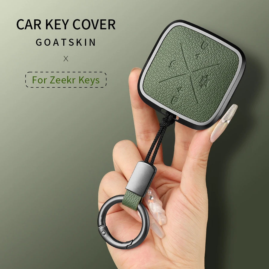 Metal and Leather 4 Button Car Key Case Cover for Zeekr X 001 009 2022 2023 Car Key Case OEM