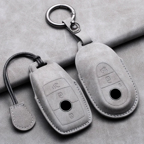 Car Key Cover For Mercedes Benz A C E S G Class GLC CLE CLA W177 W205 W213 W222 X167 AMG Leather Car Key Protective Cover Car