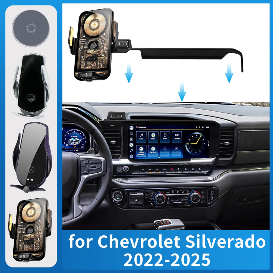 Wireless Charging Phone Mount for Chevy Silverado 2022–2025 Car Phone Holder OEM
