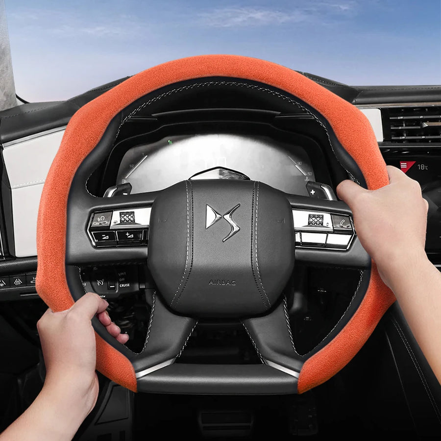 Suede Snap-On Steering Wheel Cover for DS 3 4 7 Crossback Car Interior Accessory Hocasen