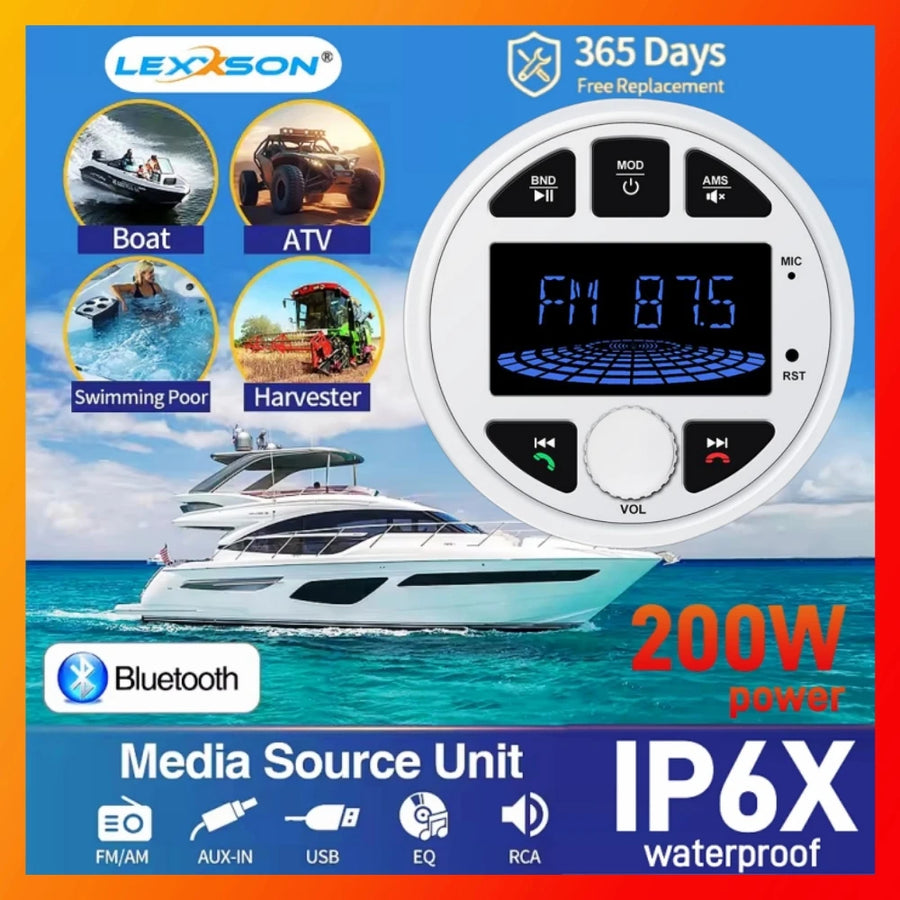 Waterproof Marine Bluetooth Audio Receiver for Boats and ATVs Marine Audio OEM Default Title