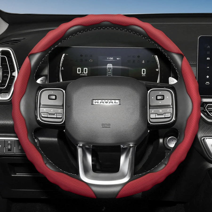 Wave Steering Wheel Cover Red for Haval H9 2025 Car Interior Accessory Hocasen Red 3-Piece Set