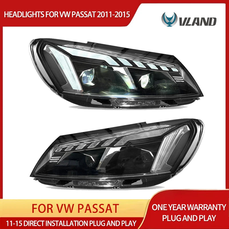 LED Projector Headlights w/Animation for VW Passat 2011-2015 LED Ambient Light VLAND