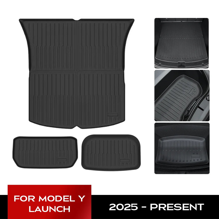 For Tesla New Model Y Launch 2025 Front and Back Trunk Mat TPE Carpet Waterproof Weather-Resistant Pads Trunk Mat Teksy