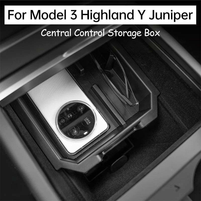 For Tesla Model 3 Highland Y Juniper Car Central Control Storage Box Double-layer Armrest Organizer Auto Interior Accessories