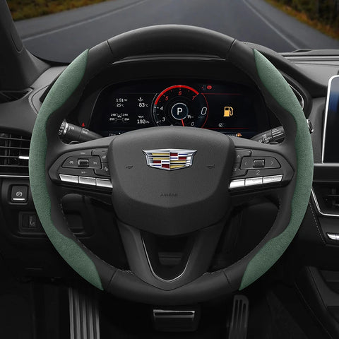 Anti-Slip Suede Wheel Cover for Cadillac CT5 Car Interior Accessory Hocasen Green 2-Piece Set