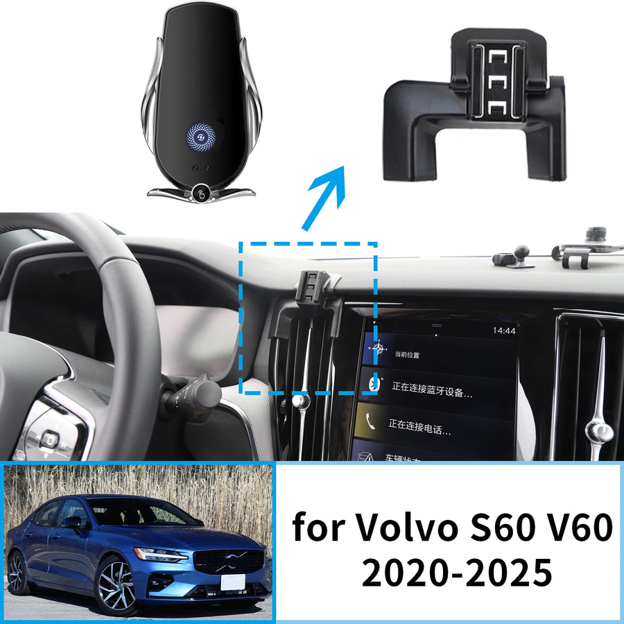 Smart Wireless Fast Charging Phone Holder for Volvo S60 V60 Car Phone Holder CATUSIKI