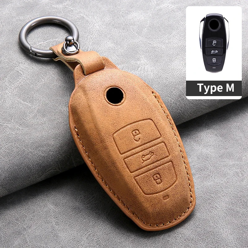 Car Key Cover For VW Volkswagen Touareg 2011-2018 Leather Car Key Case Cover For Touareg Car Interior Accessory | Car Key Cov