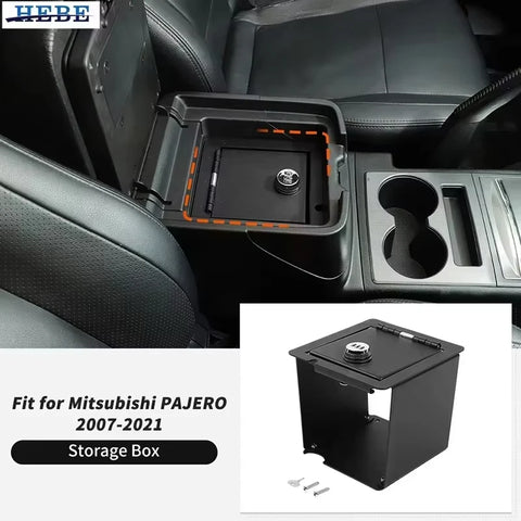 Armrest Lock Box Secure Storage for Mitsubishi Pajero Car Interior Accessory HEBE