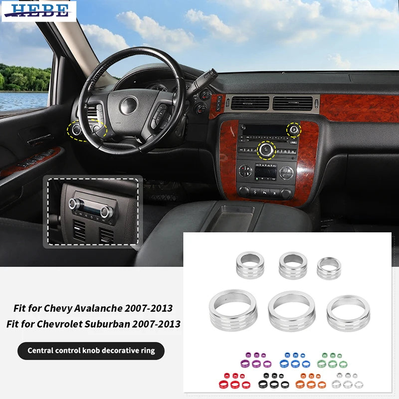 Center Console Knob Ring for Chevy Silverado 2007-2013 Car Interior Accessory HEBE