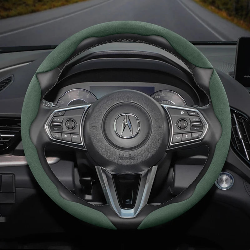 Anti-Slip Buckle Segmented Suede Cover for Acura MDX Car Interior Accessory Hocasen Green 3-Piece Set
