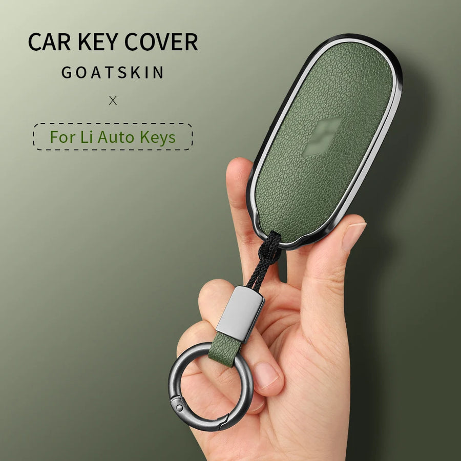 Metal and Leather Car Key Case Cover for Li Auto L7 L8 L9 Max Leading Ideal Li Auto 2023 2024 Car Interior Accessory OEM