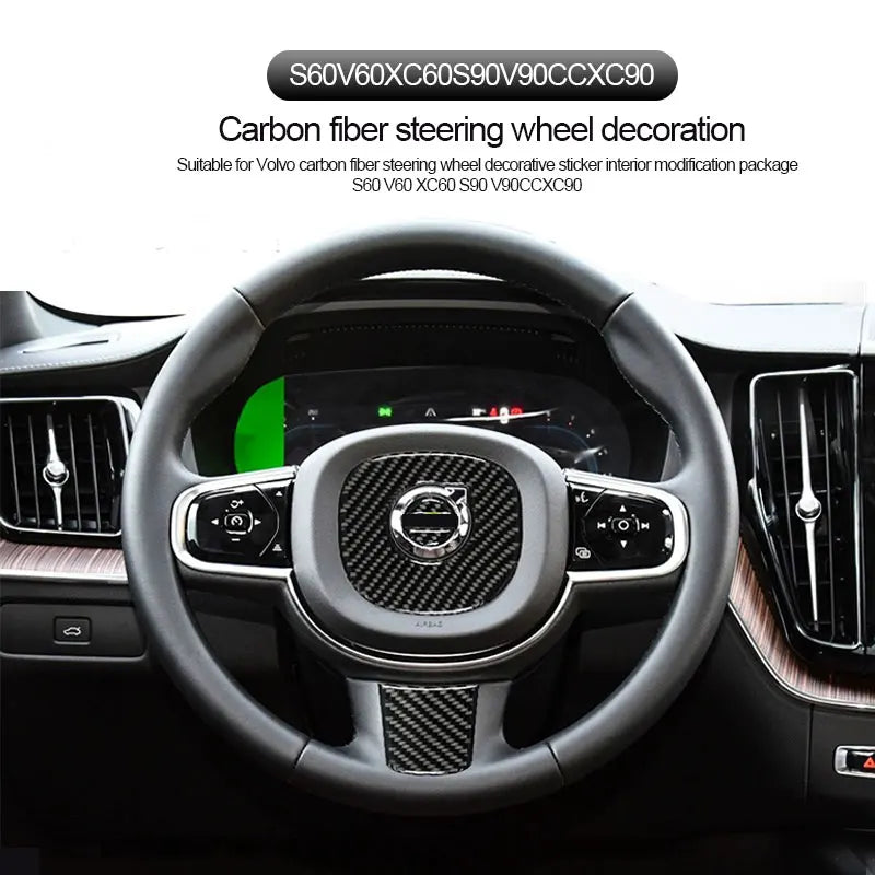 Carbon Fiber Steering Wheel Trim for Volvo XC60 S90 Car Interior Accessory LINGLUYANG