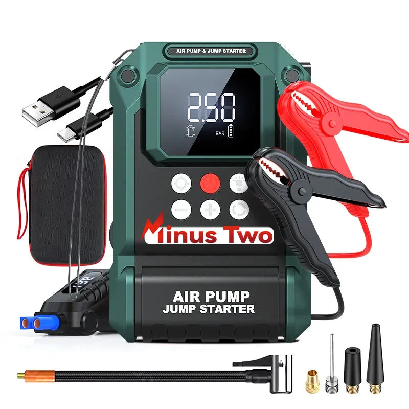12V All-in-One Car Emergency Tool: Jump Starter, 150PSI Air Compressor, Portable Power Bank & LED Light, Ideal for 6.0L G