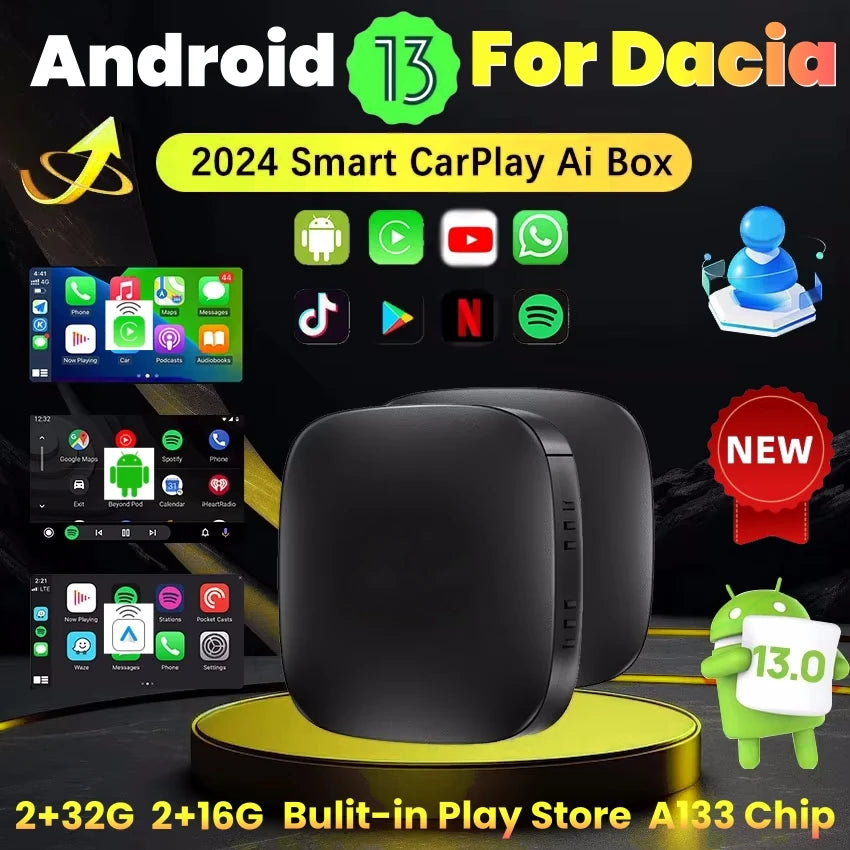 Android 13 AI Box Wireless CarPlay Adapter for Dacia Models CarPlay Adapter OEM